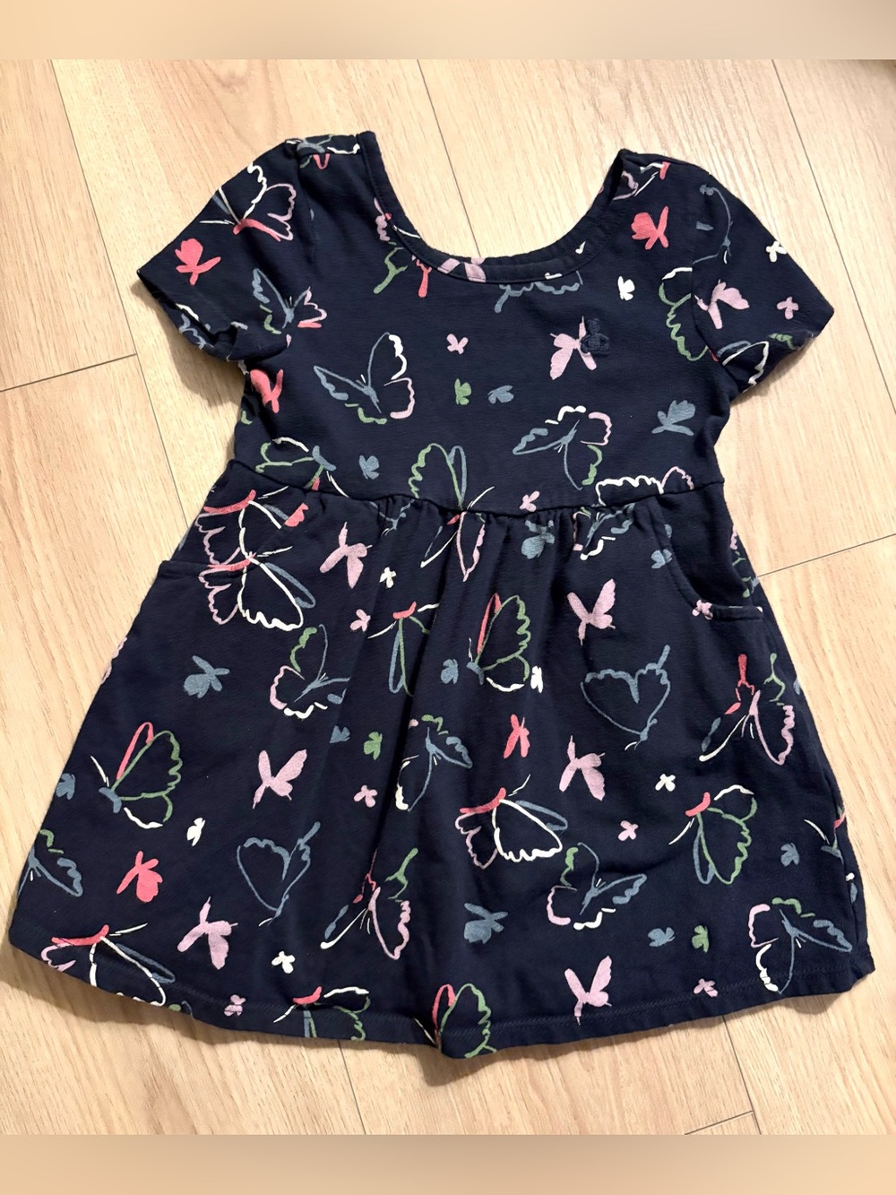 GAP Navy Short Sleeve Butterfly Skater Dress